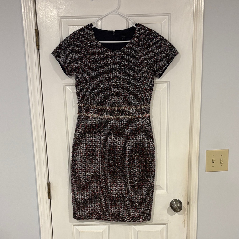 J. Crew Black Tweed Mini Dress with Multicolor Flecks